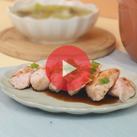 蒸し鶏と中華スープ